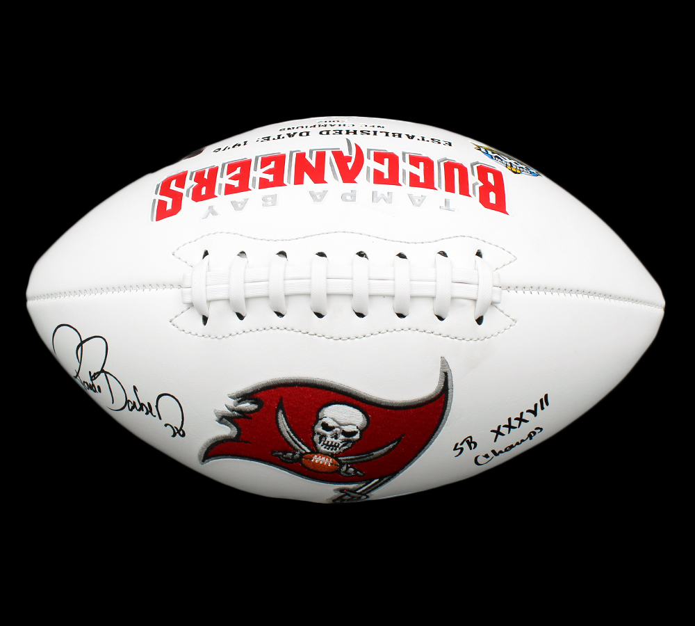 Ronde Barber Signed Tampa Bay Buccaneers Embroidered NFL Football with " SB XXXVII Champ" Inscription - Image 4