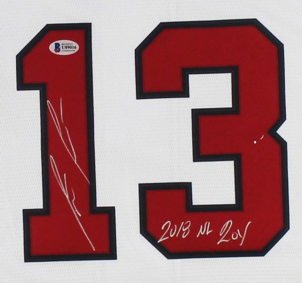 Ronald Acuna Jr Signed Atlanta Braves Nike White MLB Jersey with "2018 NL ROY" - Image 2