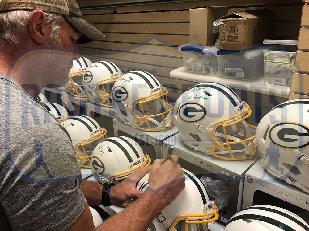 Brett Favre Signed Green Bay Packers Speed Authentic White Matte NFL Helmet with "Gunslinger" Inscription - Limited Edition 4 of 44 - Image 3
