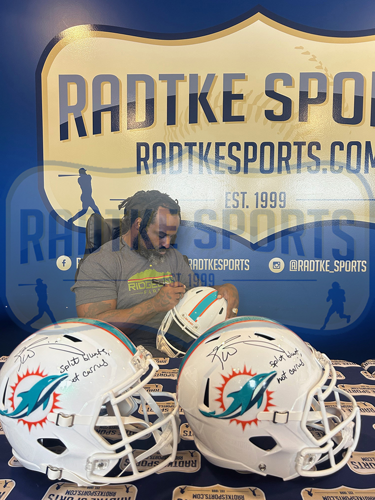 Ricky Williams Signed Miami Dolphins Speed Full Size NFL Helmet with "Smoke Weed Everyday" Inscription - Image 2