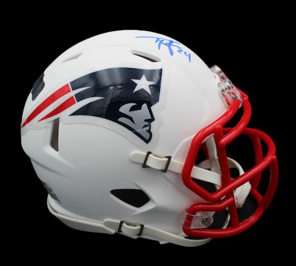 Ty Law Signed New England Patriots Speed White Matte NFL Mini Helmet - Image 2