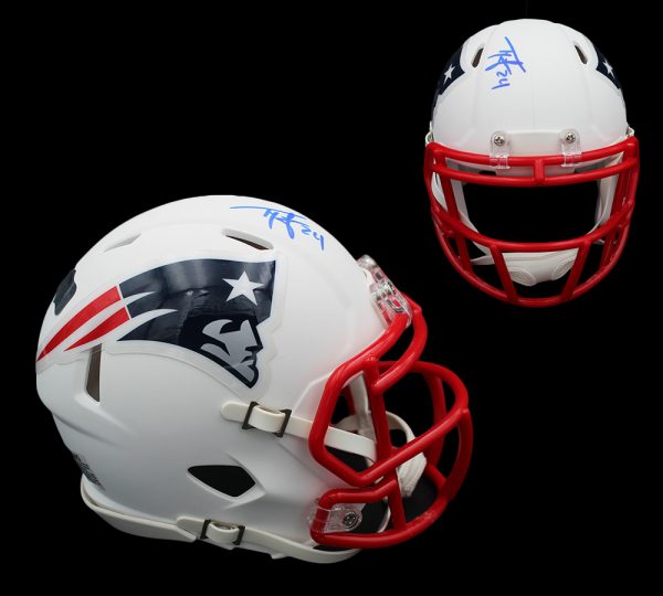 Ty Law Signed New England Patriots Speed White Matte NFL Mini Helmet