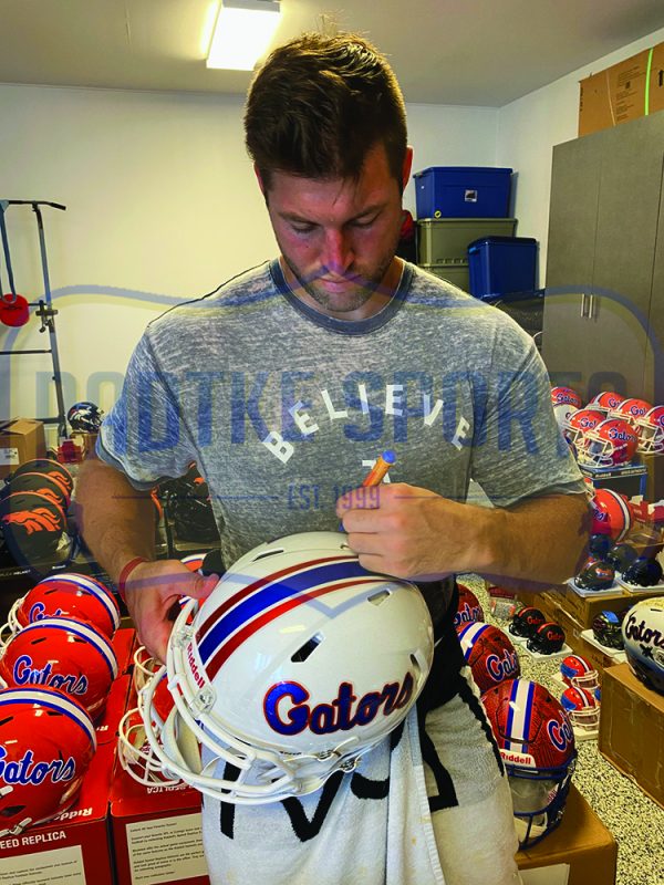 Tim Tebow Signed Florida Gators Speed Authentic White NCAA Helmet - Image 2