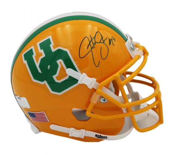 Jonathan Stewart Signed Oregon Ducks Schutt Throwback Yellow NCAA Mini Helmet
