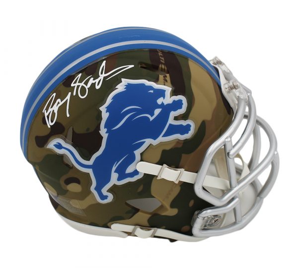 Barry Sanders Signed Detroit Lions Speed Camo NFL Mini Helmet