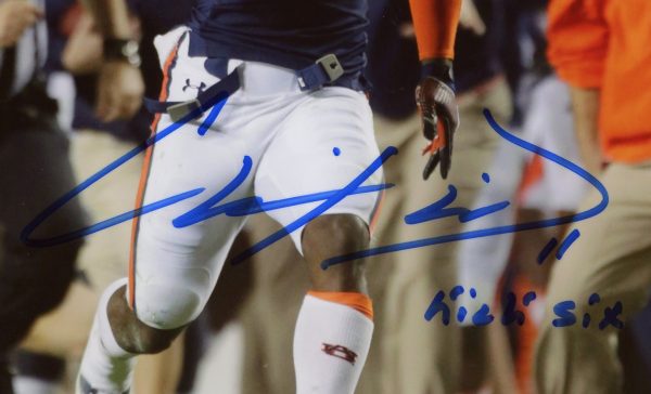 Chris Davis Jr. Signed Auburn Tigers Unframed 8x10 Licensed Color NCAA Photo with "Kick Six" Inscription - Image 2