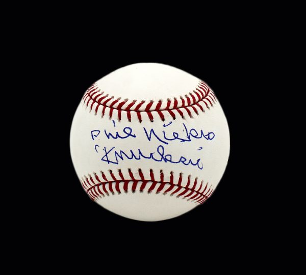 Phil Niekro Signed Atlanta Braves Rawlings Official Major League White MLB Baseball with "Knucksie" Inscription