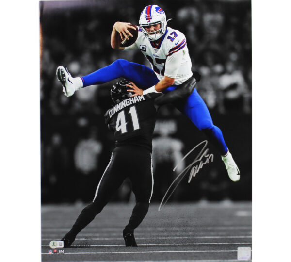 Josh Allen Signed Buffalo Bills Unframed 16x20 NFL Jumping Photo