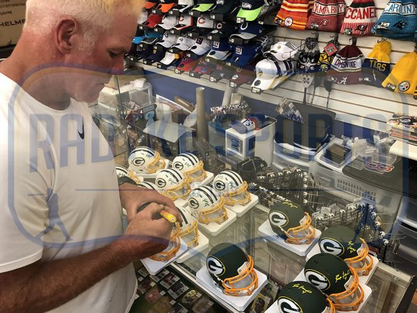 Brett Favre Signed Green Bay Packers Speed AMP NFL Mini Helmet - Image 4