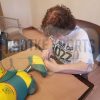 Gaten Matarazzo Signed Stranger Things Camp Yellow & Green Hat with "Dustin" Inscription - Image 4