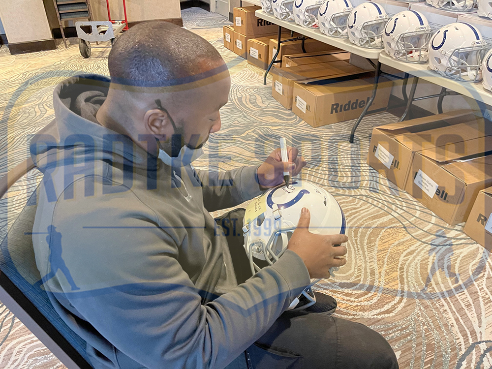 Robert Mathis Signed Indianapolis Colts Speed Authentic NFL Helmet with "SB XLI Champs!" Inscription - Image 3