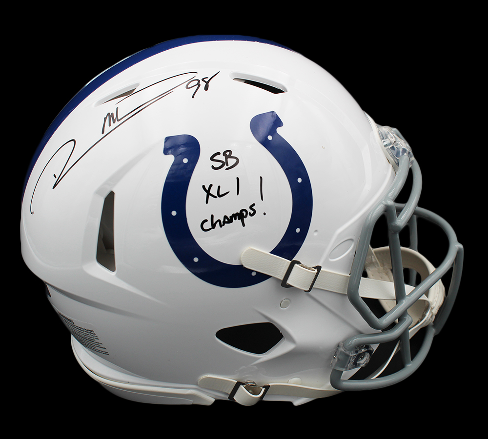 Robert Mathis Signed Indianapolis Colts Speed Authentic NFL Helmet with "SB XLI Champs!" Inscription