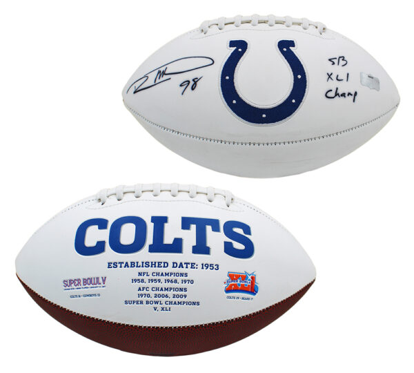 Robert Mathis Signed Indianapolis Colts Embroidered White NFL Football with "SB XLI Champ!" Inscription