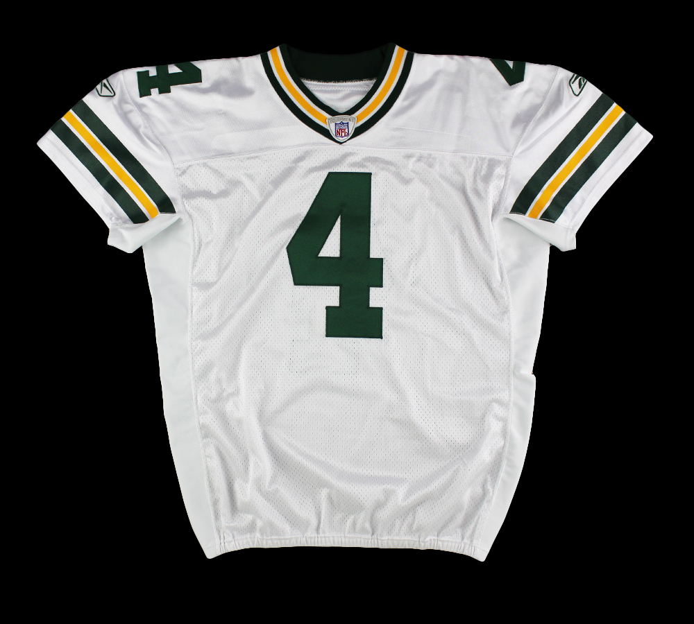 Brett Favre Signed Green Bay Packers Reebok Game Worn White NFL Jersey with "Game Used 11/4/07 & Pack 33 Chiefs 22" Inscriptions - Image 3