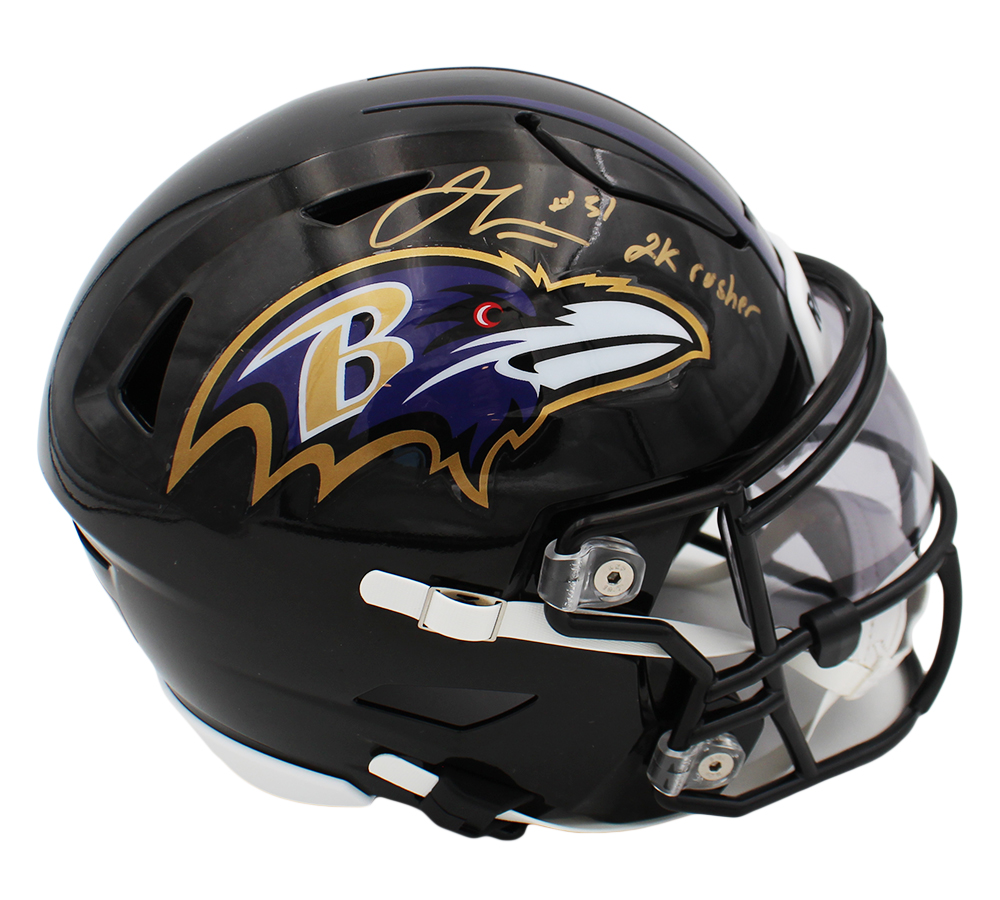 Jamal Lewis Signed Baltimore Ravens Speed Flex Mid-Size NFL Midi Helmet With "2k Rusher" Inscription - Image 2