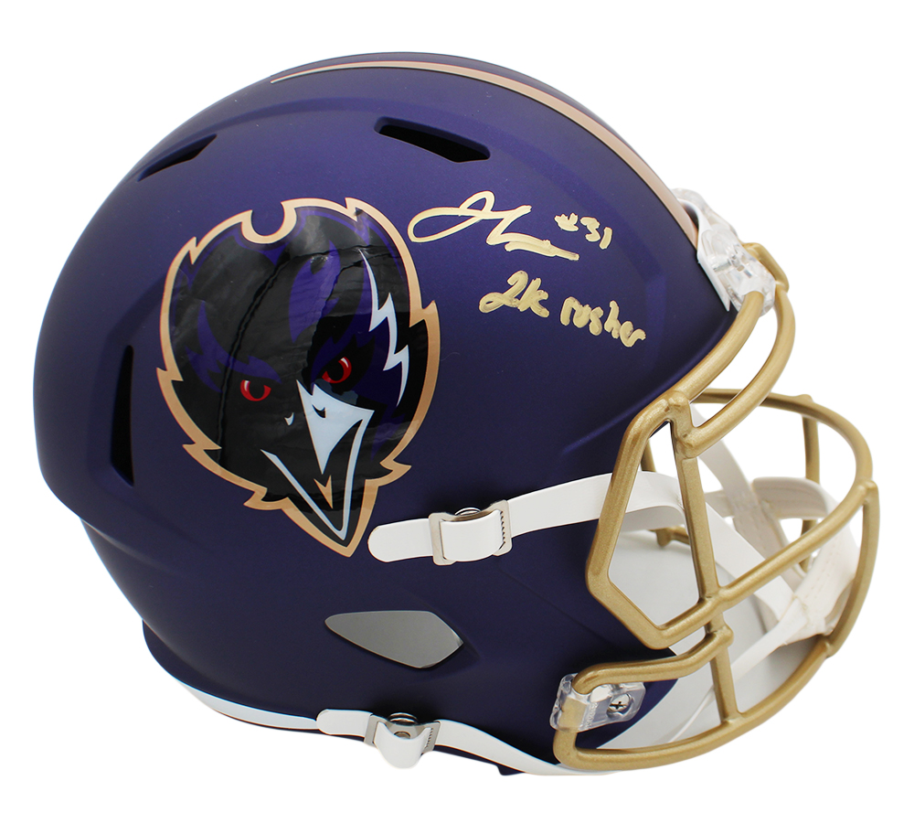 Jamal Lewis Signed Baltimore Ravens Speed Full Size Alternate Purple NFL Helmet With "2k Rusher" Inscription