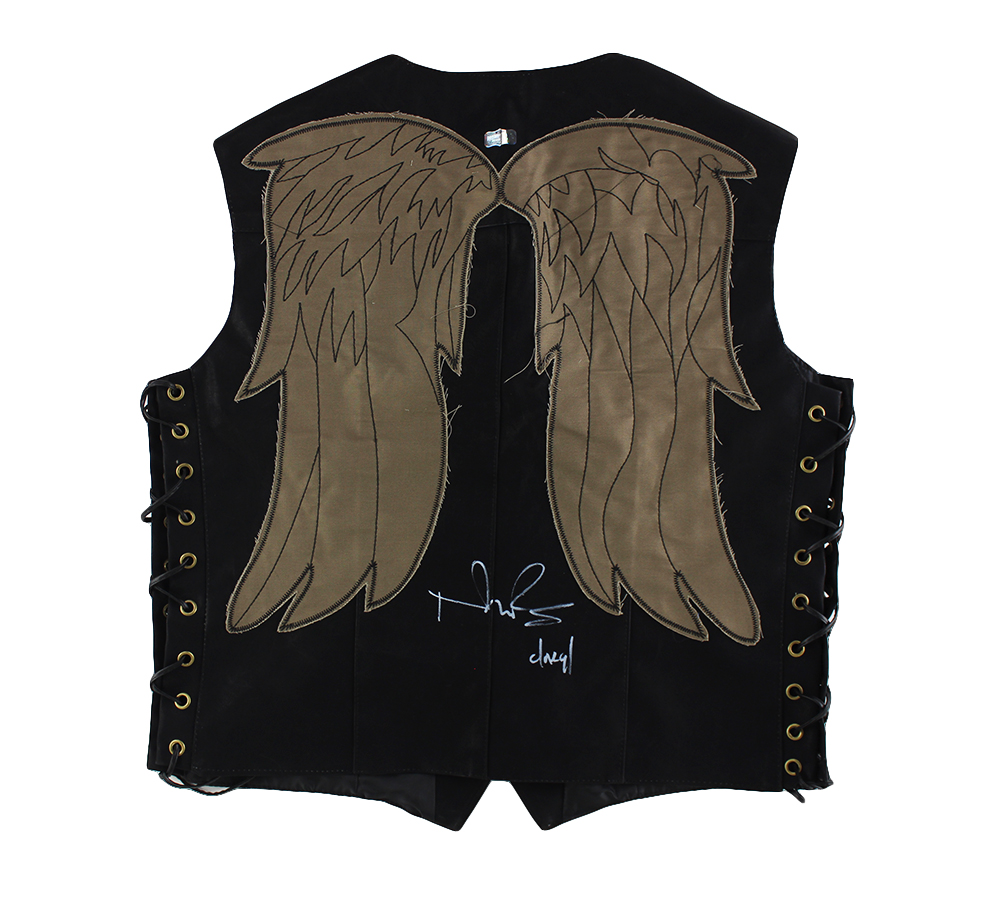 Norman Reedus Signed The Walking Dead Suede Vest with Brown Wings