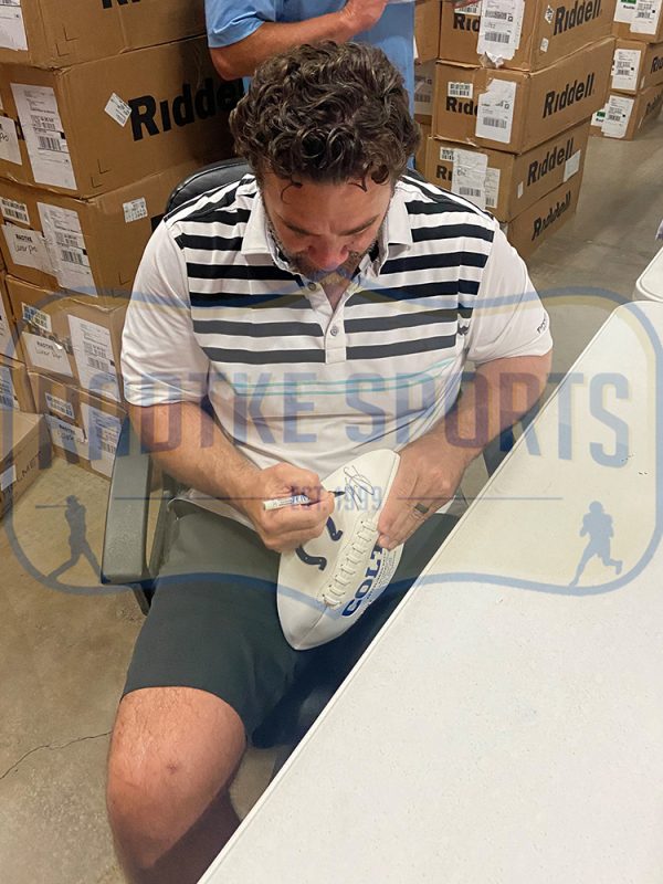 Jeff Saturday Signed Indianapolis Colts Embroidered White NFL Football - Image 4