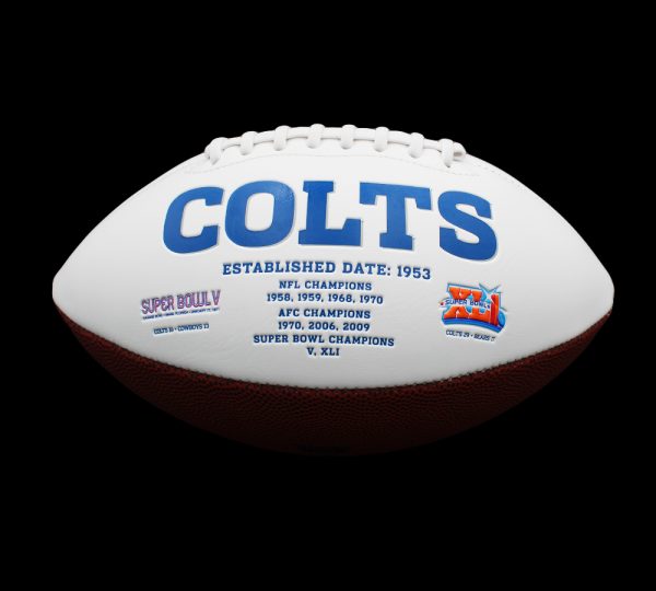 Jeff Saturday Signed Indianapolis Colts Embroidered White NFL Football - Image 3