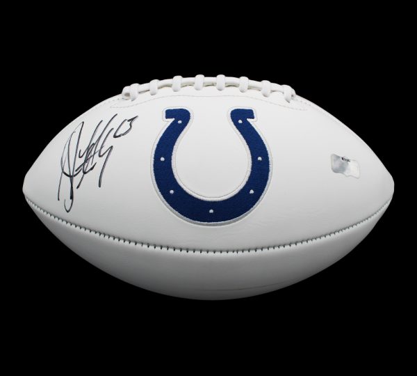 Jeff Saturday Signed Indianapolis Colts Embroidered White NFL Football - Image 2