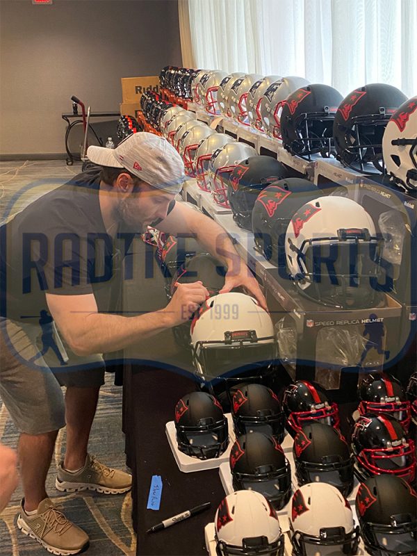 Wes Welker Signed New England Patriot Speed Authentic Lunar NFL Helmet with "Slot Machine" Inscription - Image 3