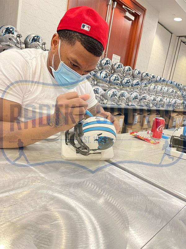 DJ Moore Signed Carolina Panthers Speed Lunar NFL Mini Helmet - Image 2