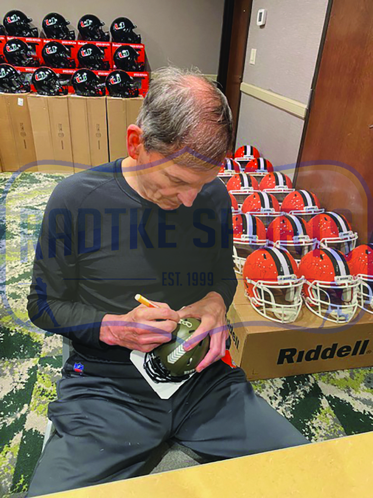 Bernie Kosar Signed Cleveland Browns Speed Salute to Service NFL Mini Helmet - Image 2