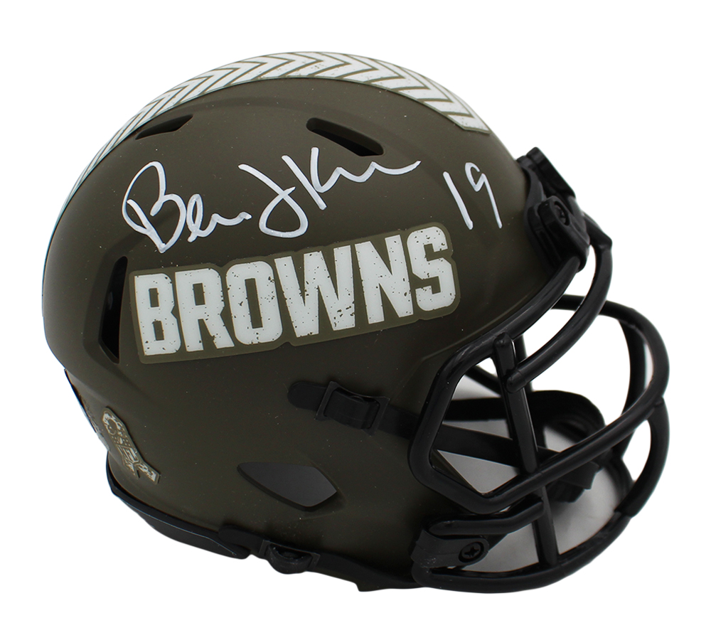 Bernie Kosar Signed Cleveland Browns Speed Salute to Service NFL Mini Helmet