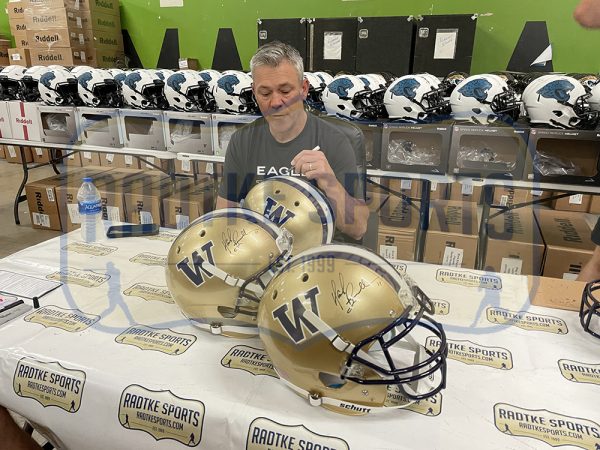 Mark Brunell Signed Washington Football Team Schutt Full Size Gold NFL Helmet - Image 2