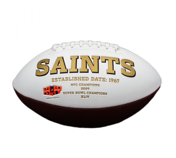Morten Andersen Signed New Orleans Saints Embroidered Logo White NFL Football With "HOF 2017 & Great Dane" Inscription - Image 3