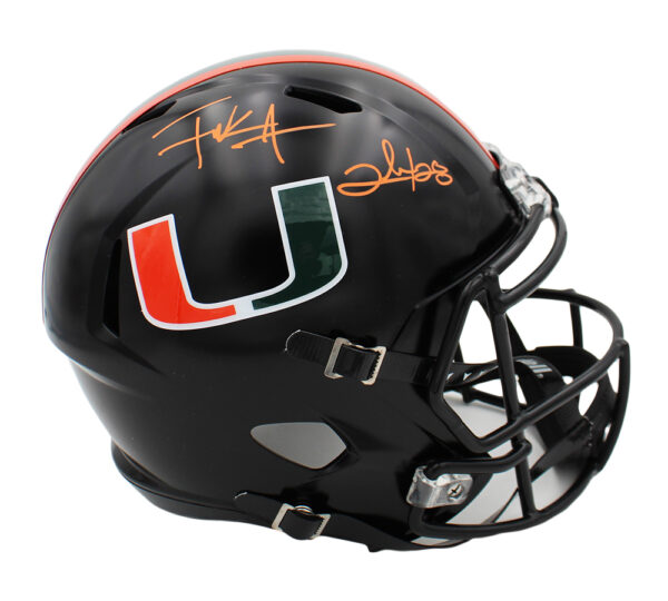 Frank Gore & Clinton Portis Signed Miami Hurricanes Speed Full Size Black NFL Helmet