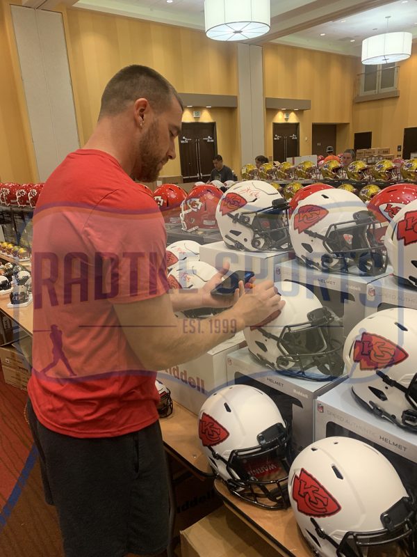 Travis Kelce Signed Kansas City Chiefs Speed Authentic Lunar NFL Helmet - Image 2