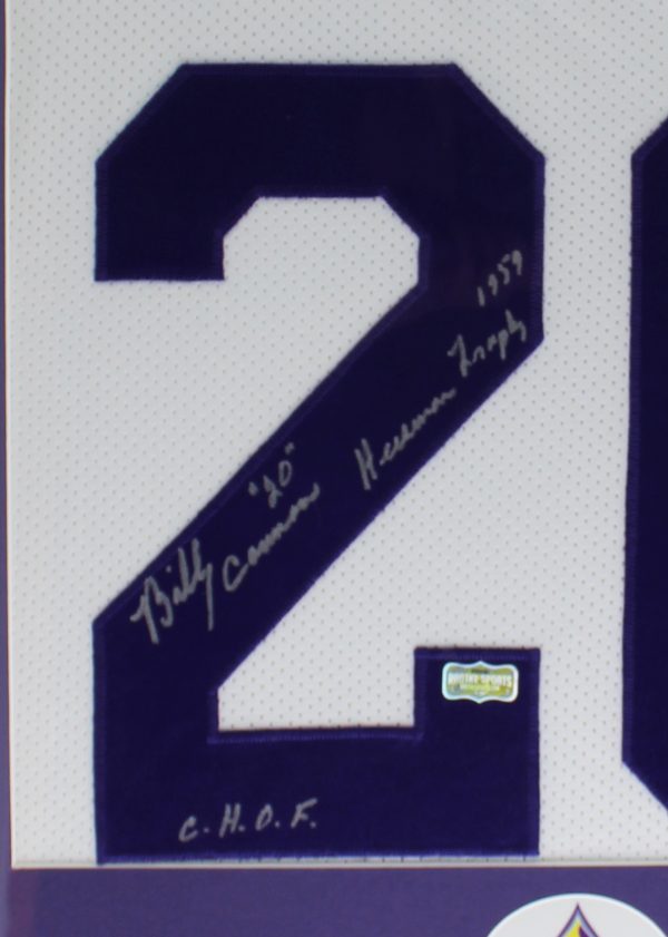 Billy Cannon Signed LSU Framed Custom White Jersey With "1959 Heisman Trophy & CHOF" Inscription - Image 2
