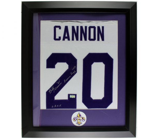 Billy Cannon Signed LSU Framed Custom White Jersey With "1959 Heisman Trophy & CHOF" Inscription