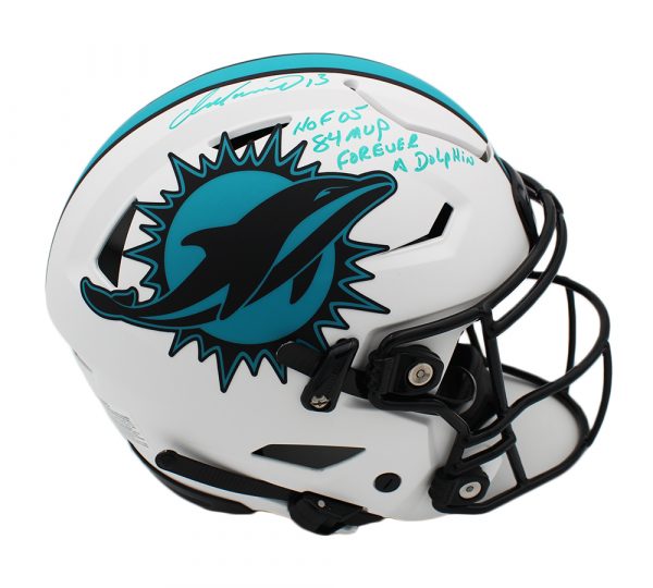 Dan Marino Signed Miami Dolphins Speed Flex Authentic Lunar NFL Helmet with 3 Inscriptions - Image 2