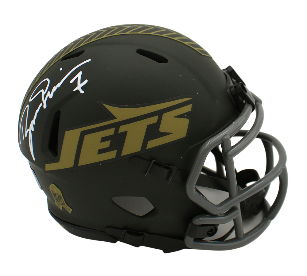 Boomer Esiason Signed New York Jets Speed Salute to Service 4 NFL Mini Helmet - Image 2