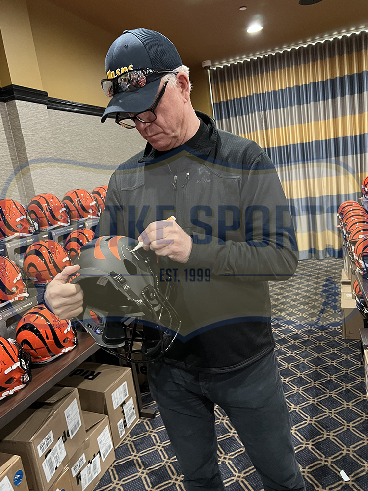 Boomer Esiason Signed New York Jets Speed Salute to Service 4 NFL Mini Helmet - Image 3