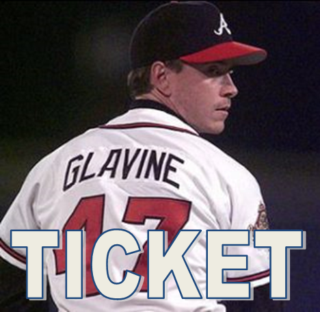 Tom Glavine Public Signing Ticket - Flat/Baseball Signature