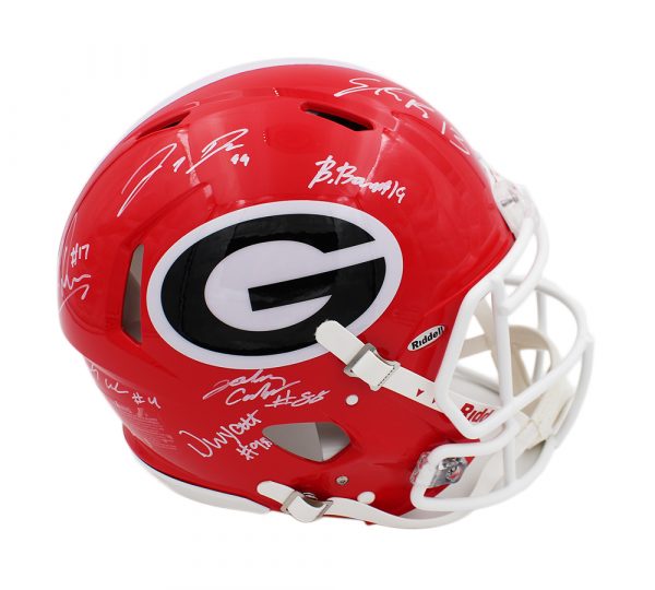 Georgia Bulldogs Team Signed Speed Authentic NCAA Helmet With 7 Signed "Nakobe Dean, James Cook, Jalen Carter, Jordan Davis, Brock Bowers, Devonte Wyatt, Stetson Bennett" - Image 2