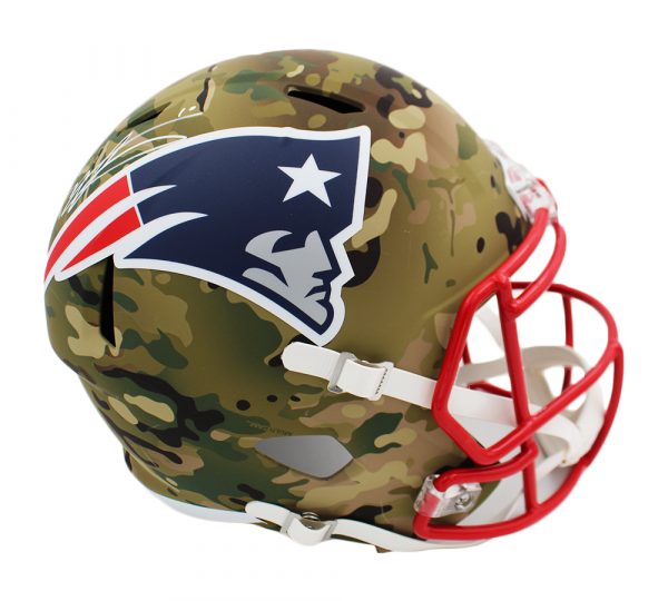 Mac Jones Signed New England Patriots Speed Full Size Camo NFL Helmet - Image 2