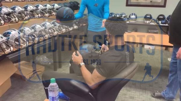 Jeremy Chinn Signed Carolina Panthers Speed Authentic Eclipse NFL Helmet - Image 2