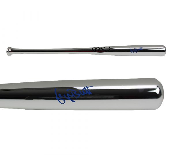 George Brett Signed Kansas City Royals Rawlings Silver Chrome MLB Bat