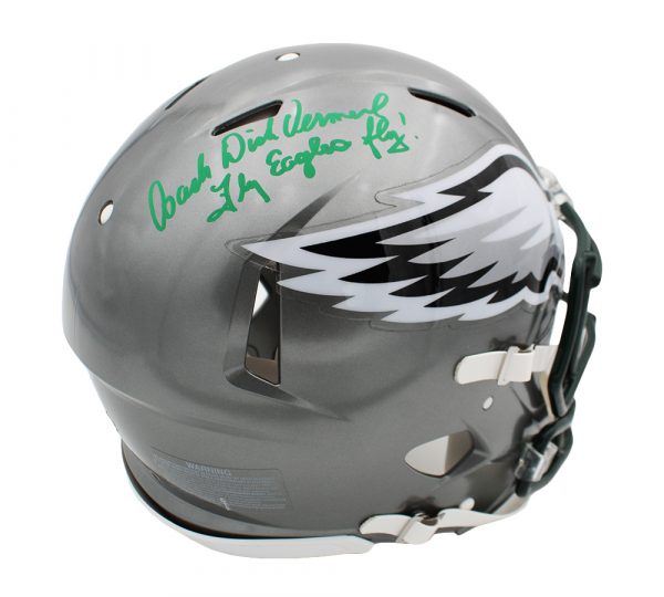 Dick Vermeil Signed Philadelphia Eagles Speed Authentic Flash NFL Helmet with "Fly Eagles Fly" Inscription