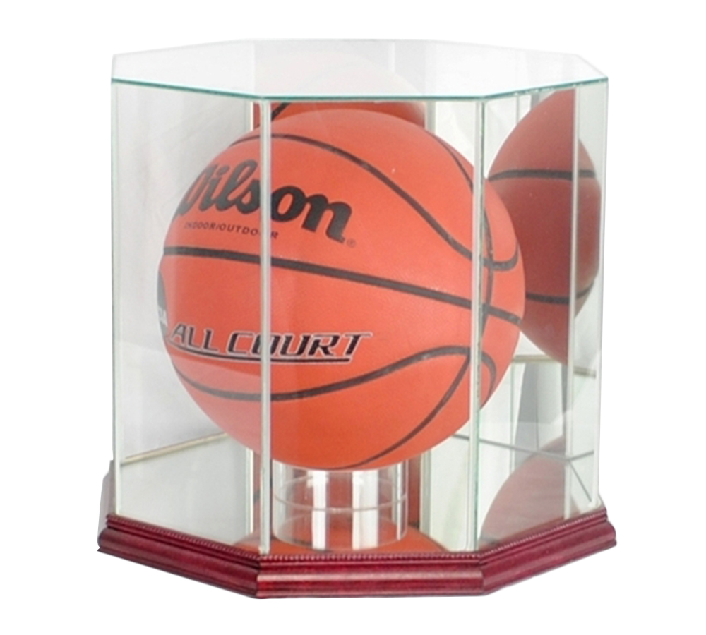 Full Size Octagon Glass and Cherry Wood Basketball Display Case ...