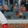 Ronald Acuna Jr Signed Atlanta Braves Unframed 16x20 MLB Photo - Red Jersey Batting - Image 2