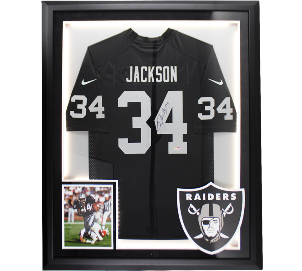 Bo Jackson Signed Las Vegas Raiders Nike Game LED Framed Black NFL Jersey