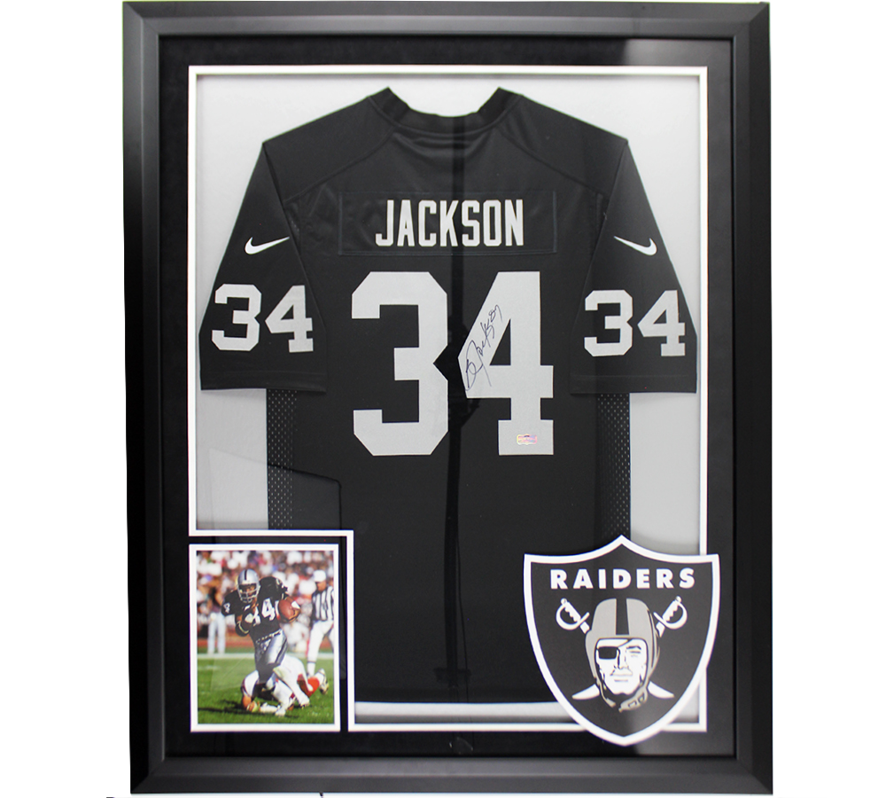 Bo Jackson Signed Las Vegas Raiders Nike Game LED Framed Black NFL Jersey - Image 2