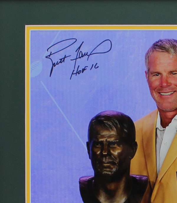 Brett Favre Signed Green Bay Packers Framed 16x20 NFL Photo - Hall of Fame Speech with "HOF 16" Inscription - Image 2