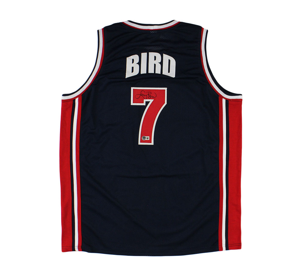 Larry Bird Signed Dream Team Custom Red & Blue Jersey