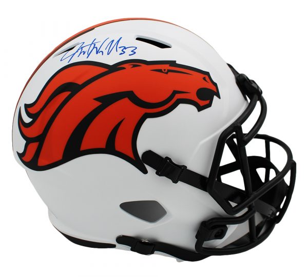Javonte Williams Signed Denver Broncos Speed Full Size Lunar NFL Helmet - Image 2